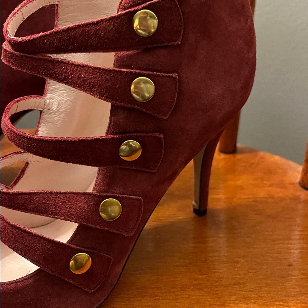 Kate Spade Vero Cuoio burgundy suede ankle-strap High Heel Pumps Size 7 - Picture 5 of 10